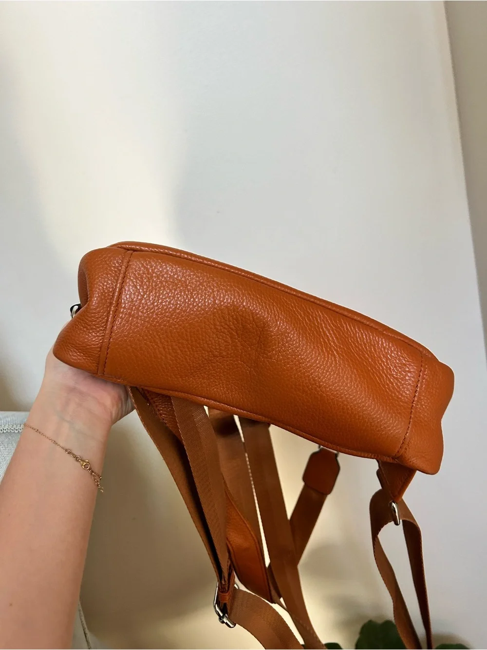 Tan Faux Leather Backpack Purse - Convertible Shoulder & Crossbody